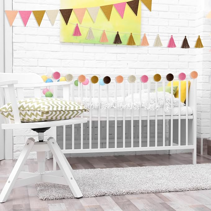 Irenare 9.8 ft Pom Pom Garland for Classroom Felt Rainbow Garland Back to - Image 7