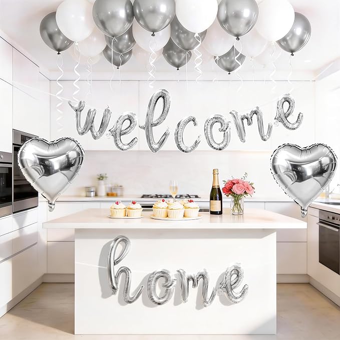 Welcome Home Balloons Silver, 16Inch Welcome Home Foil Banner - Image 6