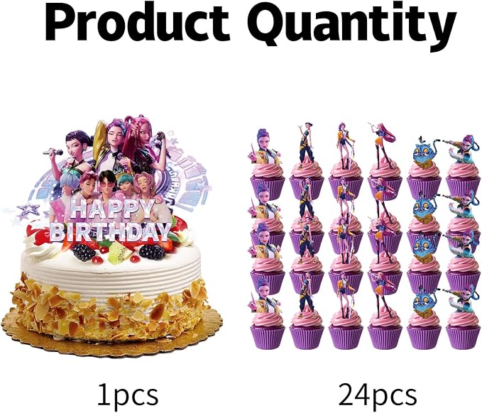 25 Pcs Cartoon Cake Decorations, Cute Happy Birthday Cake Toppers, Birthday - Image 2