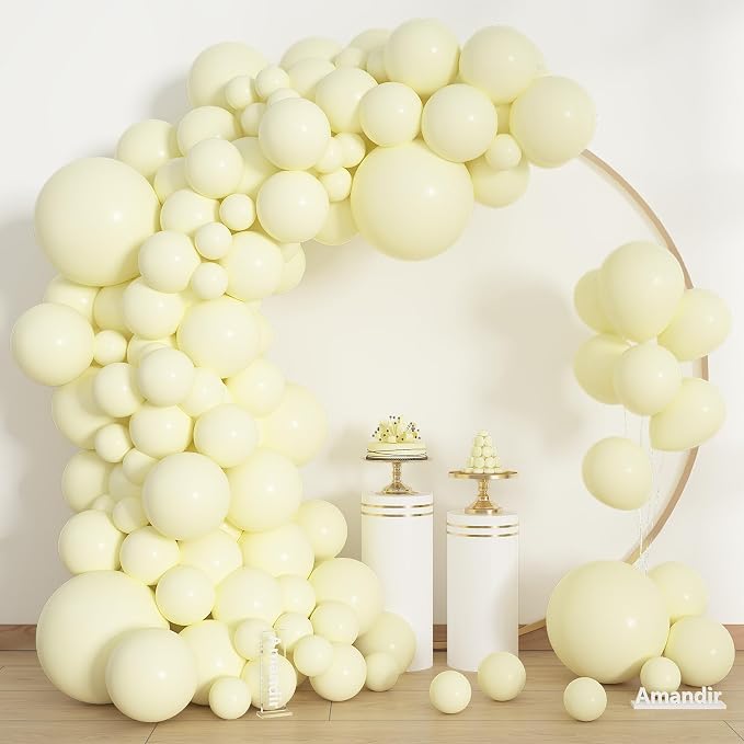 Amandir 153pcs Pastel Yellow Balloons Arch Garland Kit Different Sizes 18 12 10 - Image 2