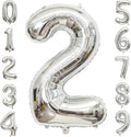 Silver Number 2 Balloon, 40 Inch Large Number Foil Mylar Balloons by PatiCool