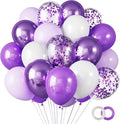 RUBFAC Purple Balloons, Lavender Purple Metallic and Confetti Party Balloons by RUBFAC