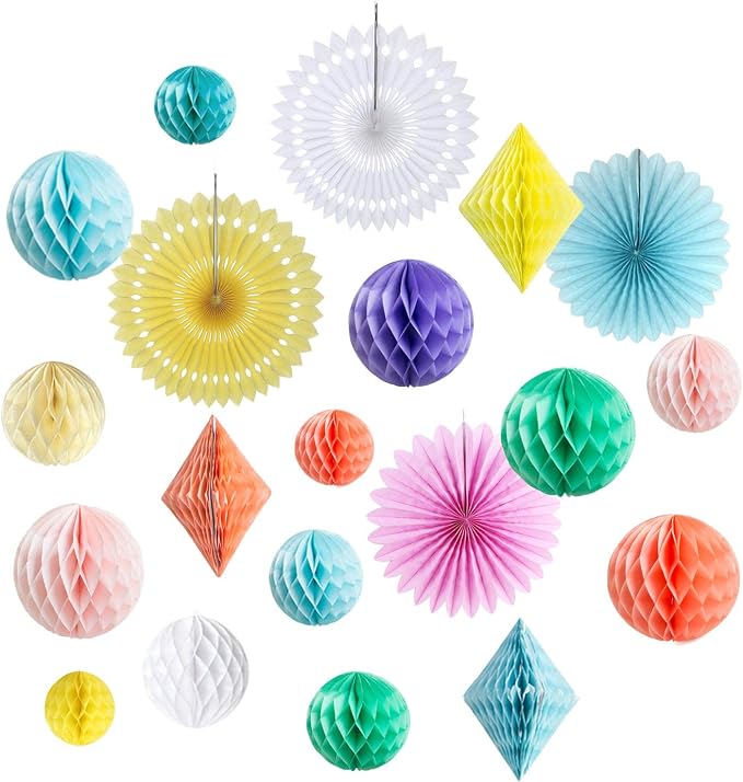20Pcs Multi-Color Paper Honeycomb Decoration Kit by iwlorys