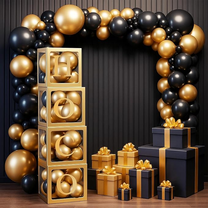 4 Pcs Hoco Boxes with Letters 11.8 x 11.8 x 11.8 Inch Clear Homecoming Balloon - Image 7