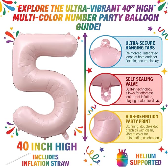 40" Light Pink Foil Number 15 Balloon - Image 2