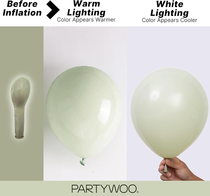 PartyWoo Sage Green Balloons 120pcs Dusty Boho Green Color 18 12 10 5 Inch | 18 - Image 3