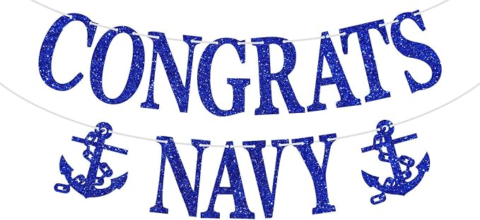 Congrats Navy Banner, USN Military Party Decorations by Dejupgar