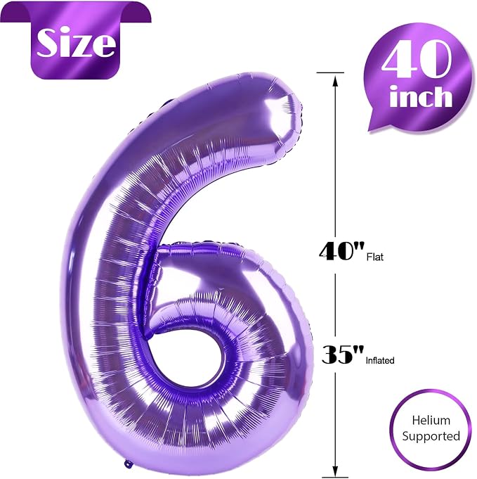 Purple Number 6 Balloon 40 Inch - Image 5