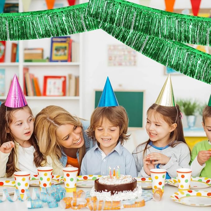 BEISHIDA Green Fringe Garland Banner 3Pack 30ft Wall Tinsel Foil Streamers | - Image 5
