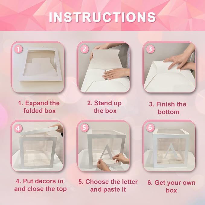 Baby Boxes with Letters, 5 Transparent Baby Shower Balloon Boxes with 78 - Image 7
