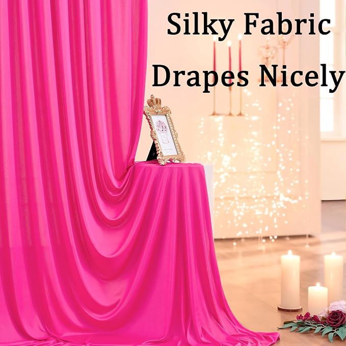 40ftx10ft Wrinkle Free Fuchsia Backdrop Curtains - Image 2