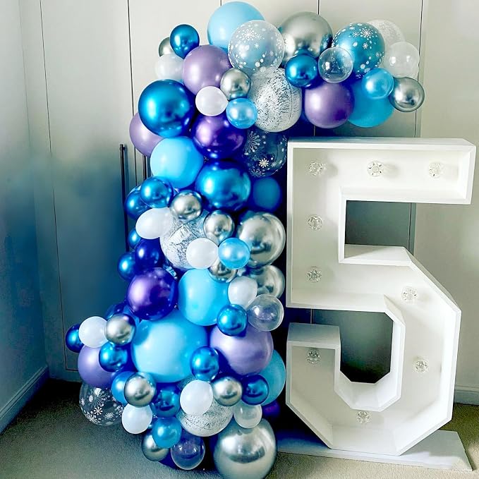 Blue Purple Snowflake Balloons Set, 12 Inch Metallic Blue Purple Balloon - Image 7