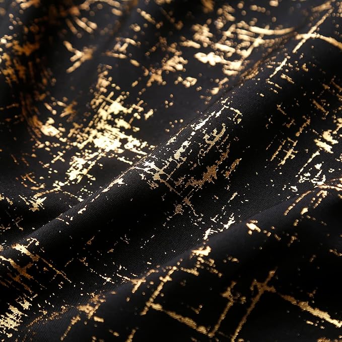 Taisier Home Gold Foil Print Linen Textured Curtains Geometric Dots Pattern - Image 7