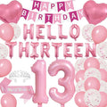 13th Birthday Party Decoration Girl Sash Crown Birthday Banner | Hello Thirteen by DUFACAI