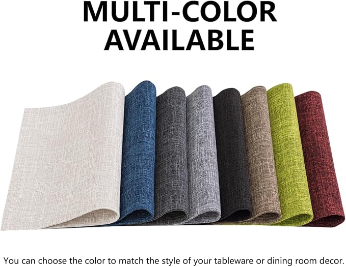 Placemats Set of 6, Bilayer Thickened Linen Place Mats Heat Resistant Machine - Image 7