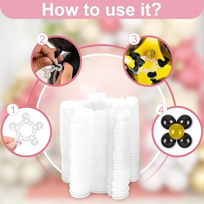 Balloon Clips 60 Pack for 5 Balloon Flowers, Easy No Knot Balloon Arch - Image 4