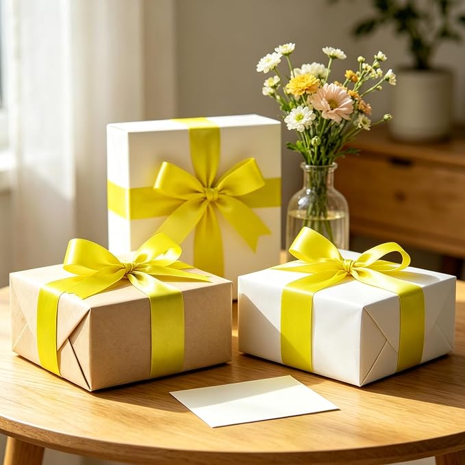 1In 30Yards Lemon Yellow Satin Ribbon - Image 6