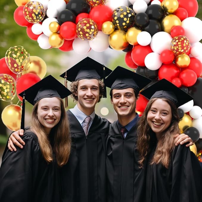 Red White Gold Black Balloon Garland Arch - Image 5