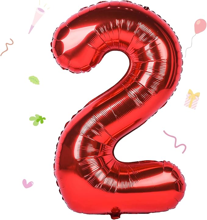 40 inch Number Balloon 0-9 Red Large Number 2 Balloons, Digital Balloons by Smlpuame