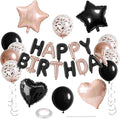 27 Pcs Rose Gold Black Birthday Decorations, 3D Letters Rose Gold Black Happy by WEIKA
