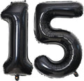 40 Inch Black 15 Number Balloons Giant 15 Balloons Black Birthday Balloons 15th by LHOAVWE
