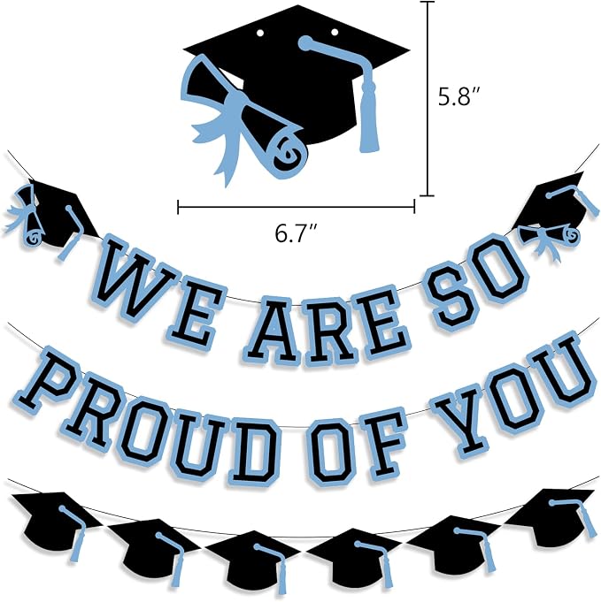 We Are So Proud Of You Banner Graduation Party Decorations Congrats Grad Cap - Image 2
