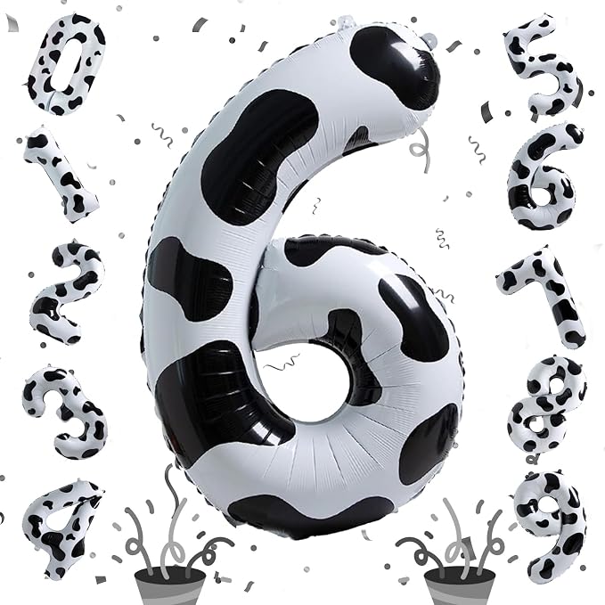 Giant Number Balloons 6, Cow Print Number 6 Balloons - Image 8