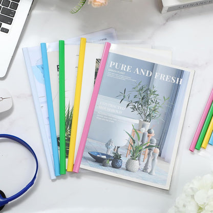 100 Pcs Clear Report Cover with Sliding Bar 50 Sheet Capacity Presentation Binder Transparent Resume Folder Plastic Folder for File Report School Office(Novetly Color,Water Drop)