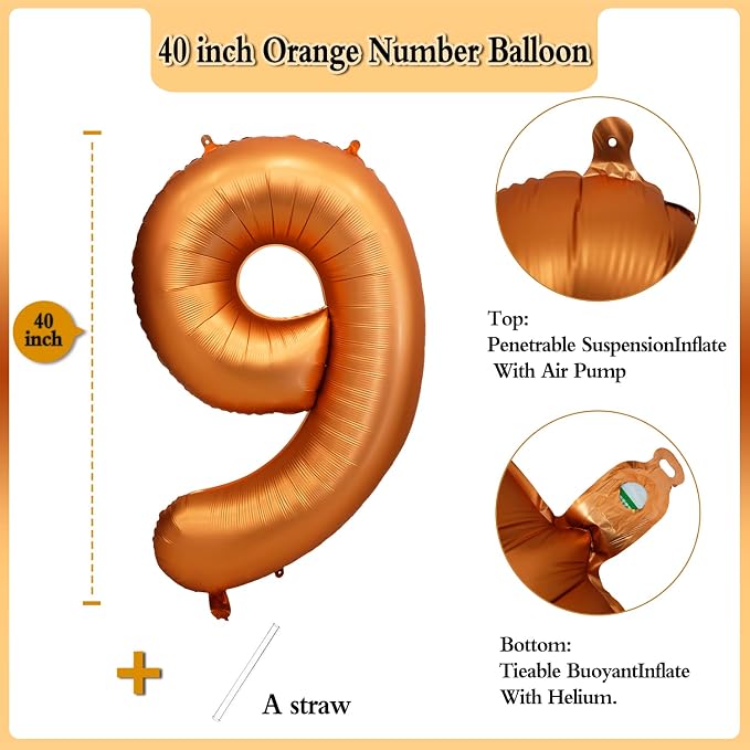 40 inch Orange Number Balloon Giant Foil Helium Balloons - Image 2