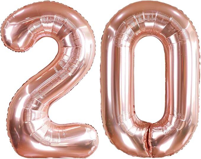 AULE 40 Inch Rose Gold 20 Balloon Number Foil 0-9 Birthday Big Numbers | by AULE