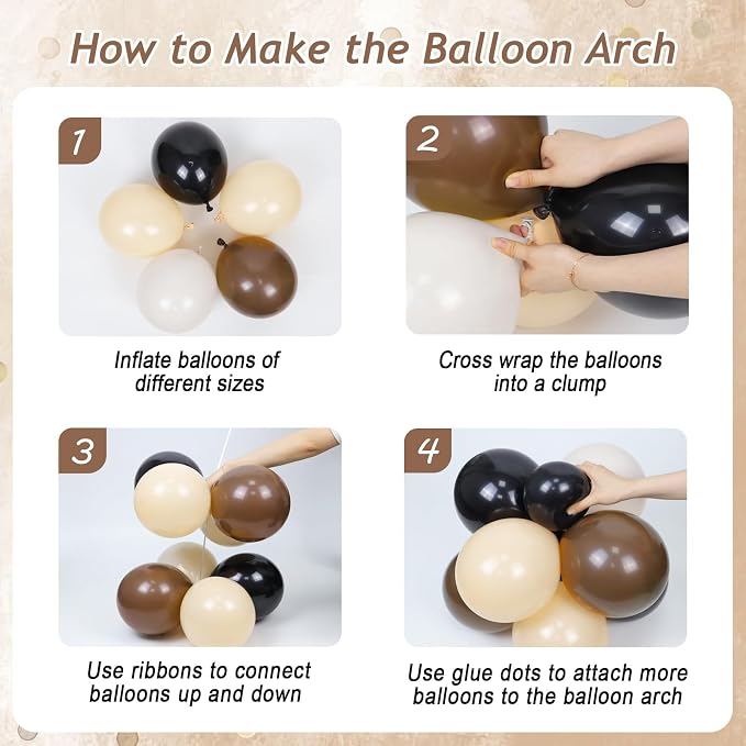 131pcs Black and Brown Balloon Arch Kit - Image 3