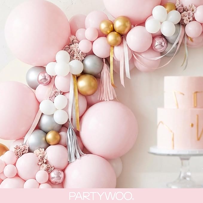 PartyWoo Pale Pink Balloons 127pcs Light Pastel Baby Pink Color | 36 18 12 10 5 - Image 8