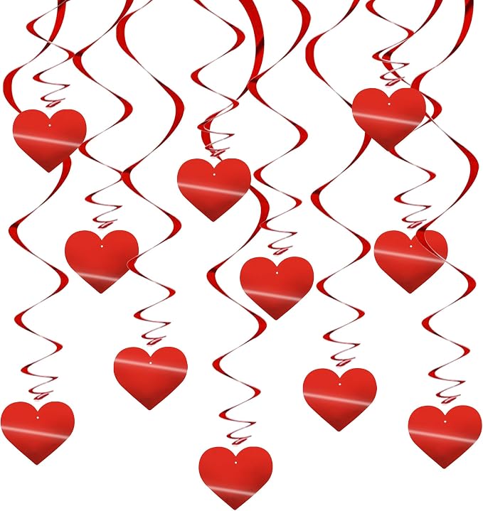 BEISHIDA Red Heart Hanging Swirl Valentine Day Decoration Pre-Strung Hanging by Beishida