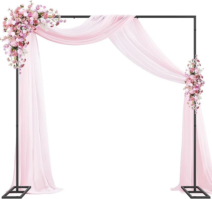 Wokceer Metal Heavy Duty Backrop Stand Square 8x8FT Adjustable Pipe and Drape Kit Black Photo Booth Stand for Wedding Ceremony Birthday Party Photography Exhibition Celebration