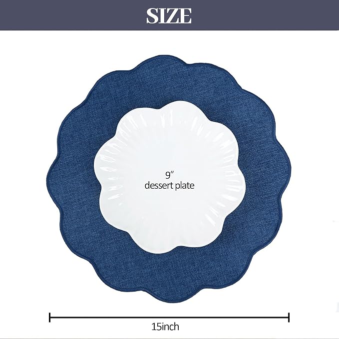 AHHFSMEI Round Faux Linen Placemats Set of 8 Heat Resistant Non-Slip Stain - Image 2