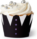Big Dot of Happiness Goth Girl Cupcake Wrappers, Adjustable Fit, Black and Purple Halloween or Gothic Birthday Party Decorations - Set of 12