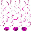 24 PCS Hot Pink Hanging Swirl, Fuschia Sparkle Ceiling Hanging Decorations by PatiCool