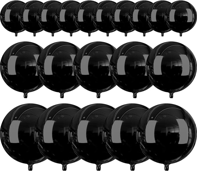 PartyWoo Black Large Giant Foil 4D Balloons 20pcs Different Sizes | 22 15 10 by PartyWoo