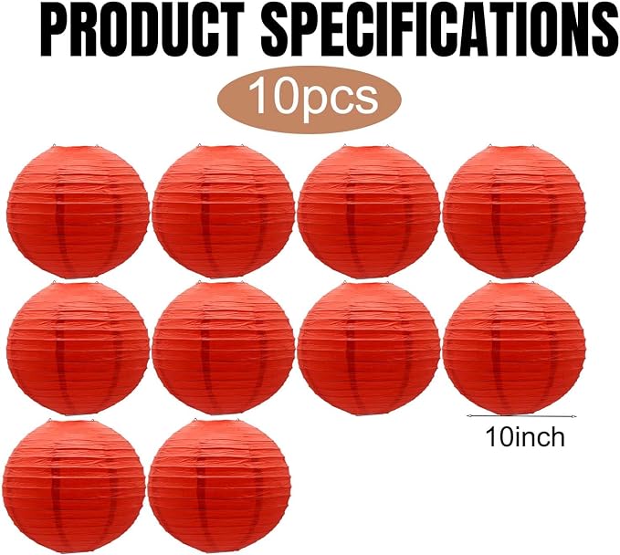 Red Paper Lanterns Round Shape Chinese Japanese Lanterns - Image 2