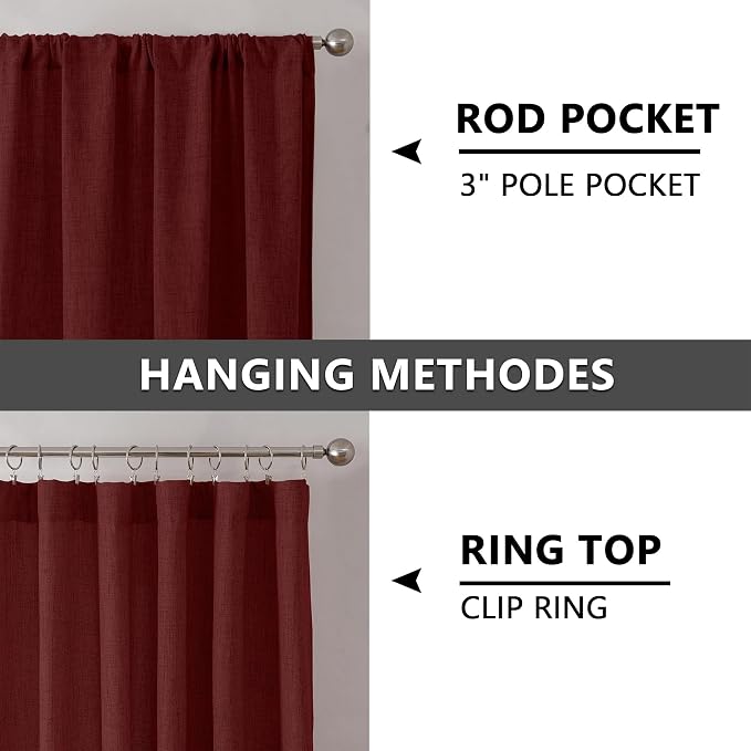 Tollpiz Short Linen Tier Curtains Rod Pocket Semi Sheer Half Kitchen Curtain - Image 5