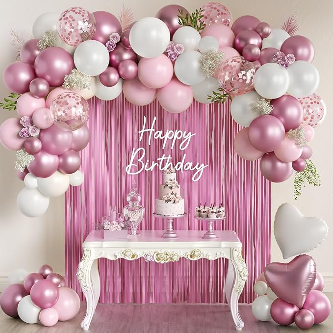 Pink and White Balloons Garland Arch Kit by MEBAY