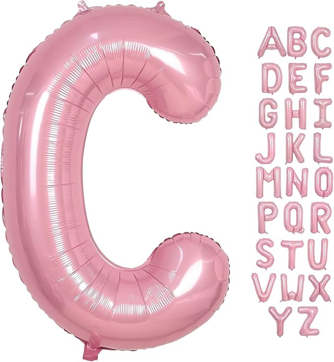 Pink Letter C Balloons, C Balloon 40 Inch Foil Helium C Balloon Letter | Pink C by BBPOOL