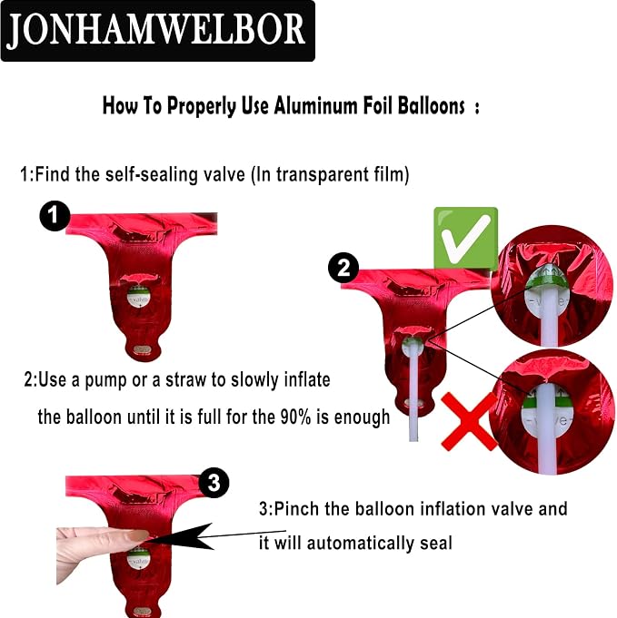 Jonhamwelbor Red 30 Number Balloons Big Giant Foil Balloon - Image 5