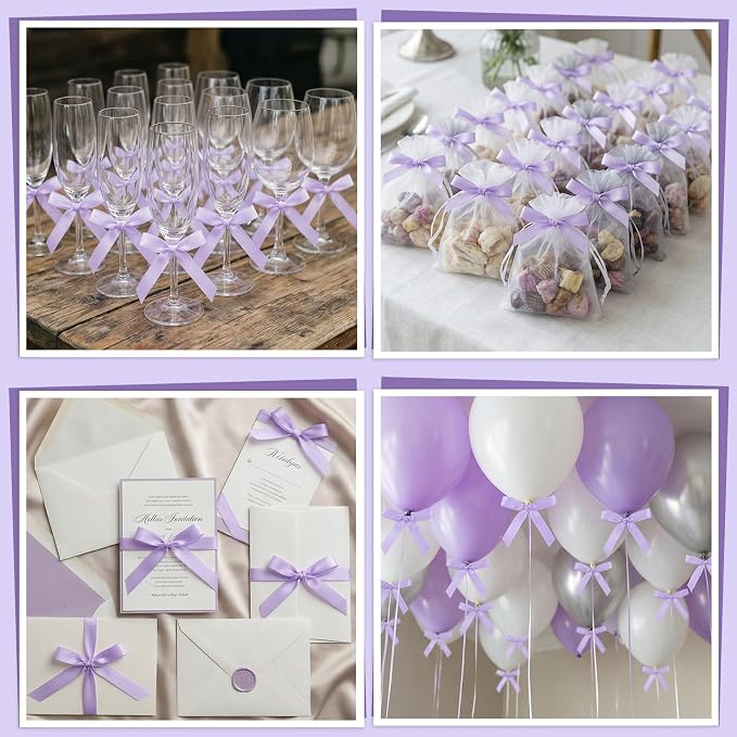 30 Pack Light Purple Bow Cake Toppers, Ribbon Bows - Image 7