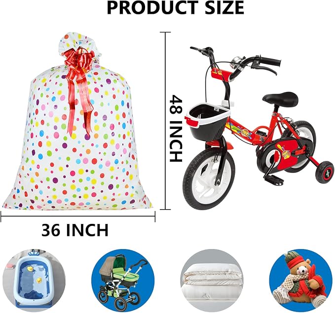 2 Pcs Large Gift Bags Oversized Plastic Storage Bags 48"x 36" - Image 2