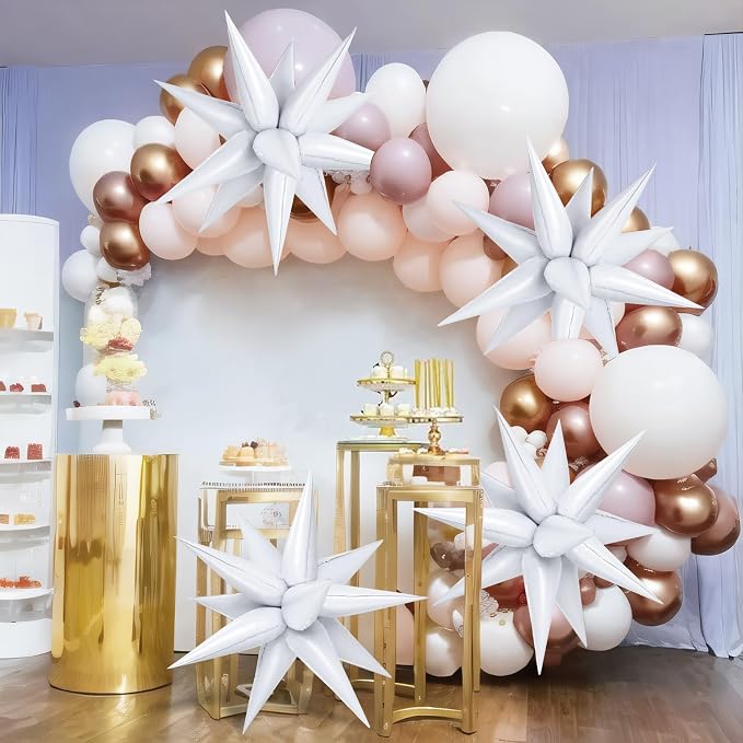 72 PCS White Star Balloons, 26 Inch Star Foil Explosion Balloons, Large Spike - Image 2