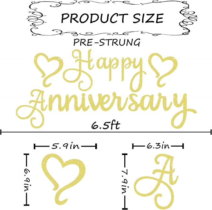 Pre-Strung Happy Anniversary Banner - Image 3