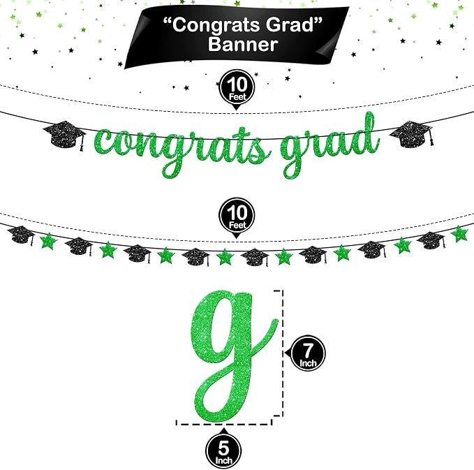 KatchOn Glitter Congrats Grad Banner 10 Feet | Pre-Strung, Congratulations - Image 4