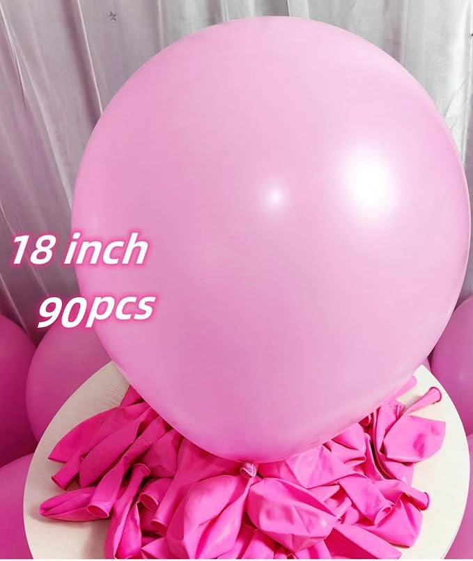 90 Pack Pink Balloons 18 Inch Pink Latex Large Balloons - Image 2