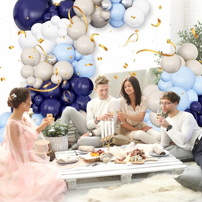 Navy Blue Silver Balloon Garland Arch Kit - Image 5